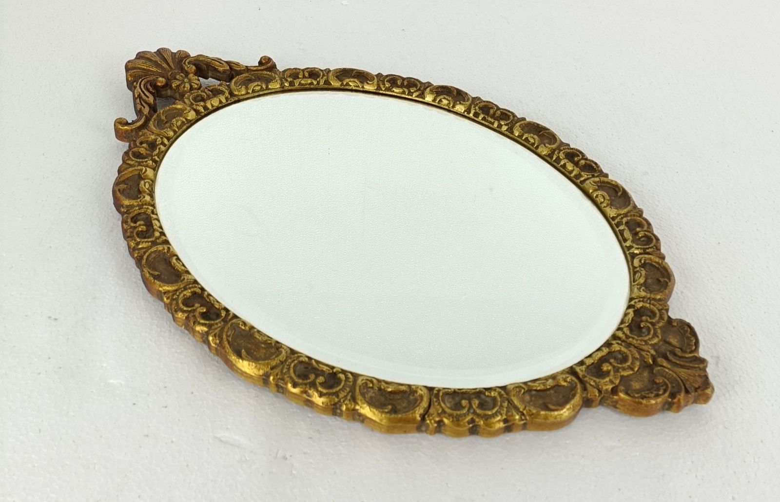 Gorgeous  Oval  Wooden Beveled Glass Wall Hanging Mirror  Hollywood Regency  Roc photo for sale