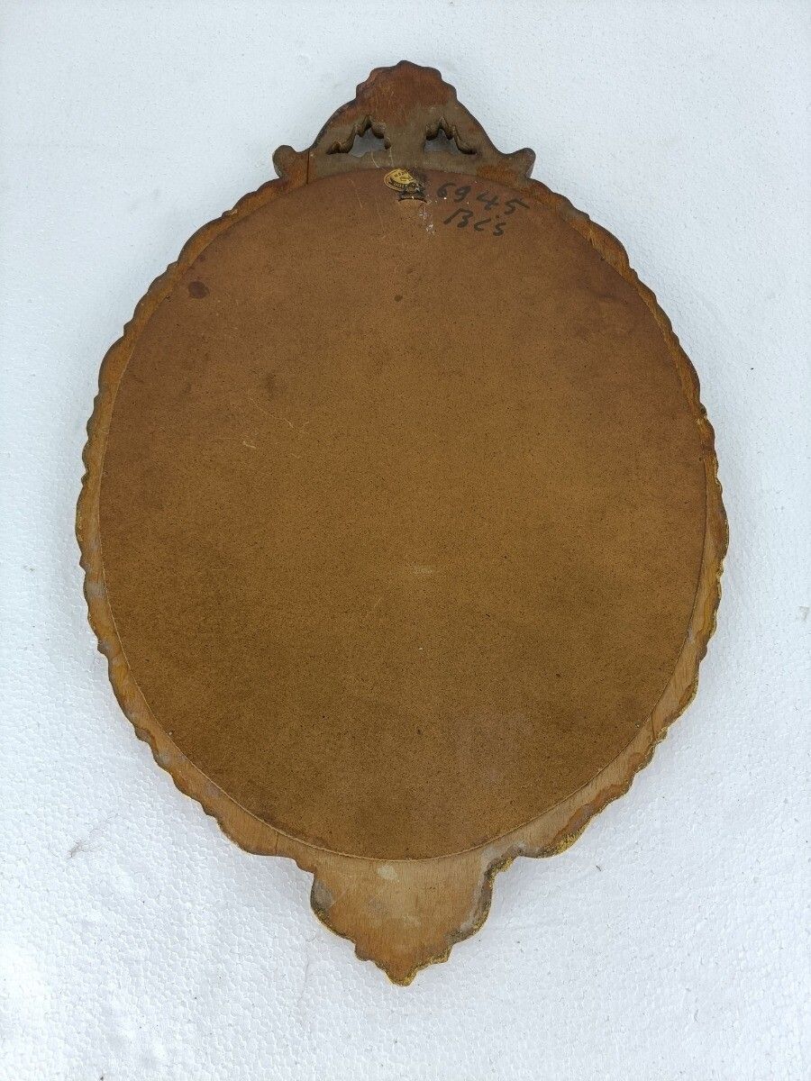 photo furniture Gorgeous  Oval  Wooden Beveled Glass Wall Hanging Mirror  Hollywood Regency  Roc