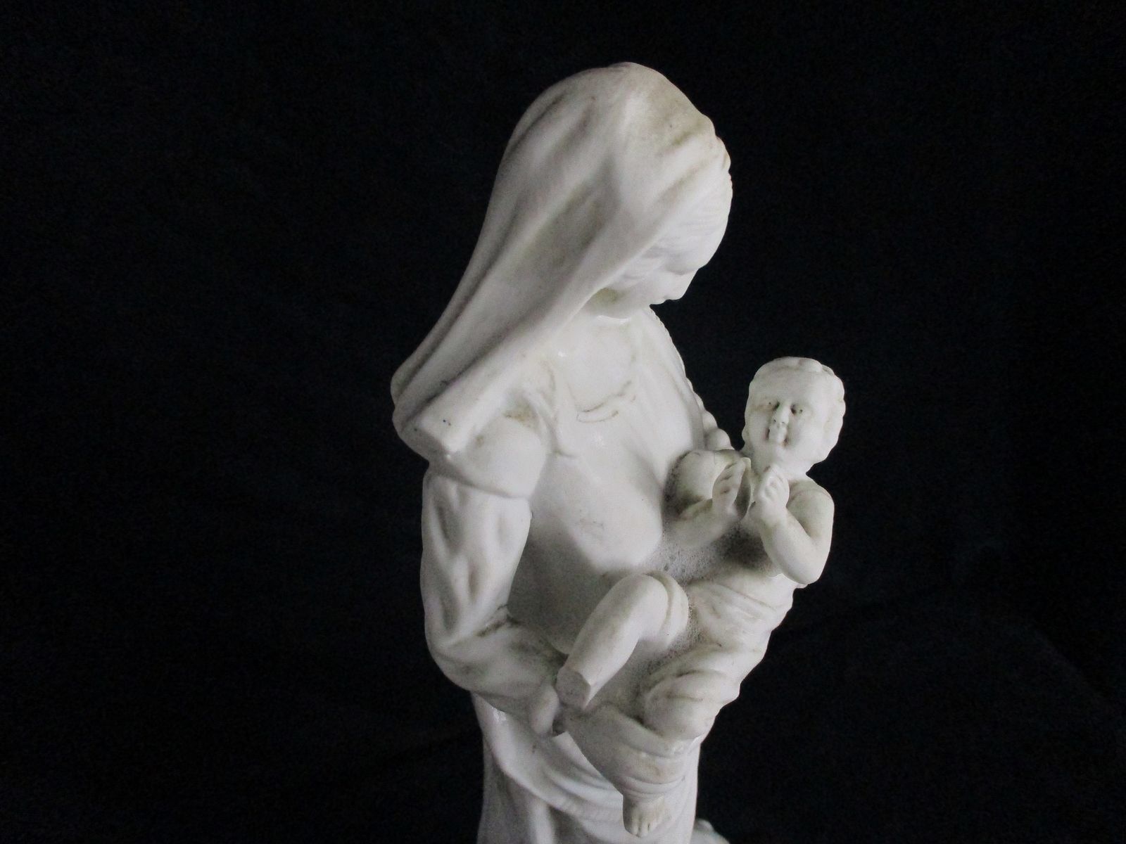 Large Antique 1900 Vieux Paris Porcelain Bisque Statue Virgin Mary Madonna With photo Art