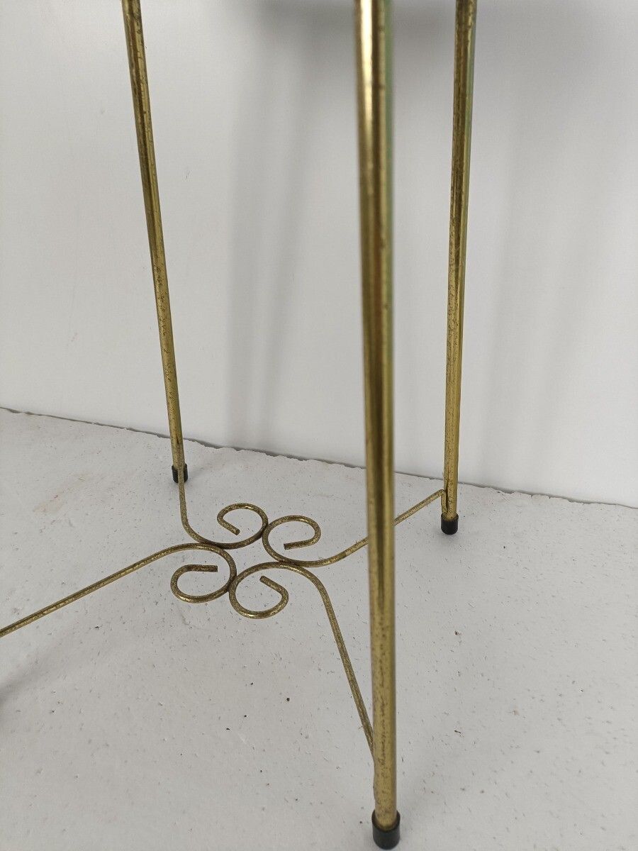 Lovely Small Side Occasional Table Brass Legs Veneer Top Modernist Vintage photo 125.0