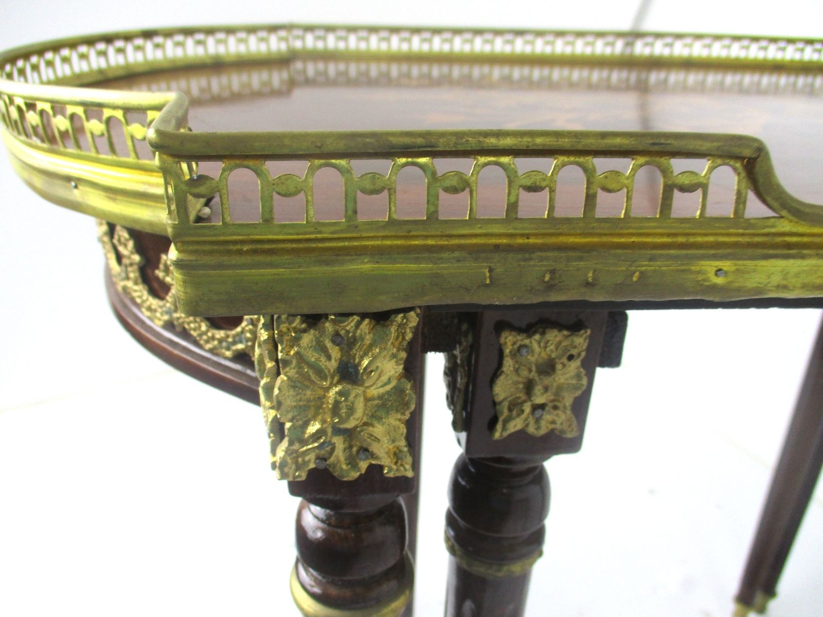 Set Of 3 Vintage Nesting Stacking Coffee Side Tables Brass Marquetry Italy Itali photo vinterior