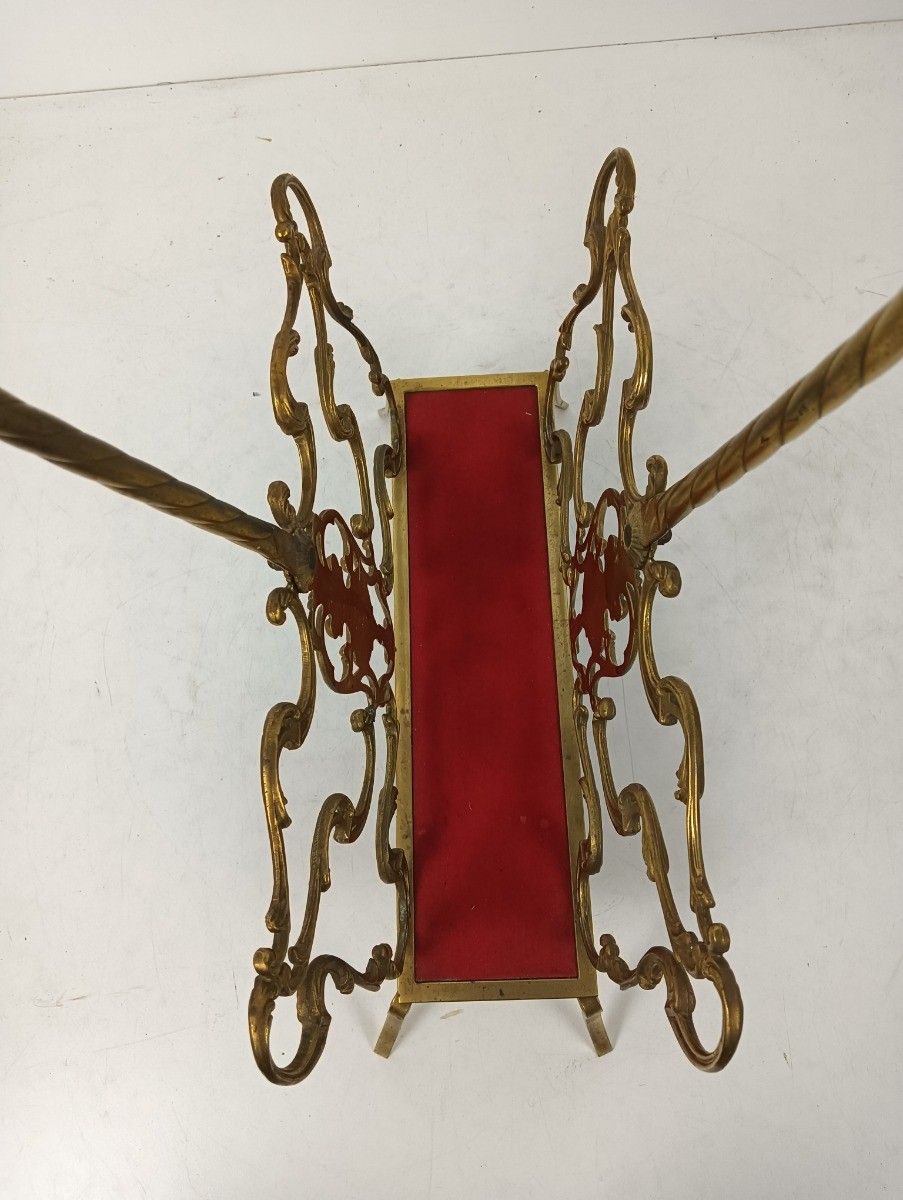 Italian Hollywood Regency Ornate Newspaper Magazine Rack Basket Brass  Vintage photo buy