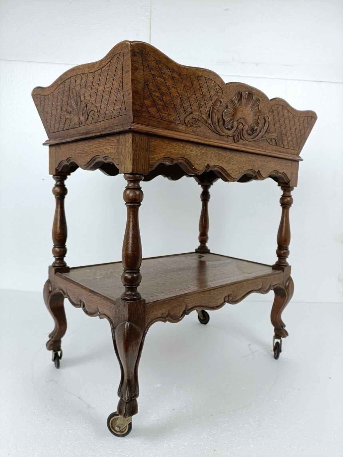 Bar Cocktail Tea Cart Trolley  Mid Century Modern Kitchen Island Ornate Wood Wow photo 594.0