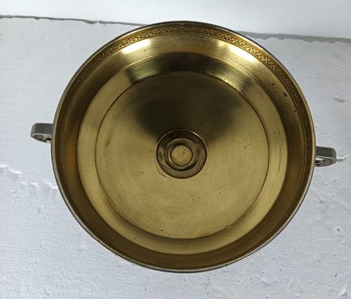 Art Deco Spelter  Communion Dish Bowl Centerpiece Ciborium Tray Etched Glass Cat photo vinterior