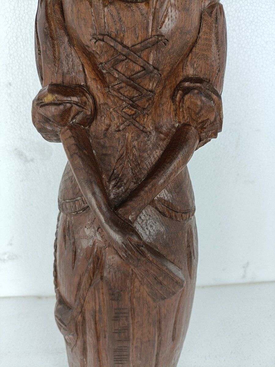 Hand Carved Wooden Statue Sculpture Victorian Lady With Fan photo for sale