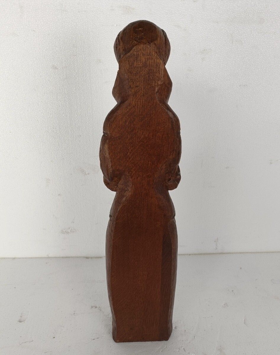 Hand Carved Wooden Statue Sculpture Victorian Lady With Fan photo vinterior