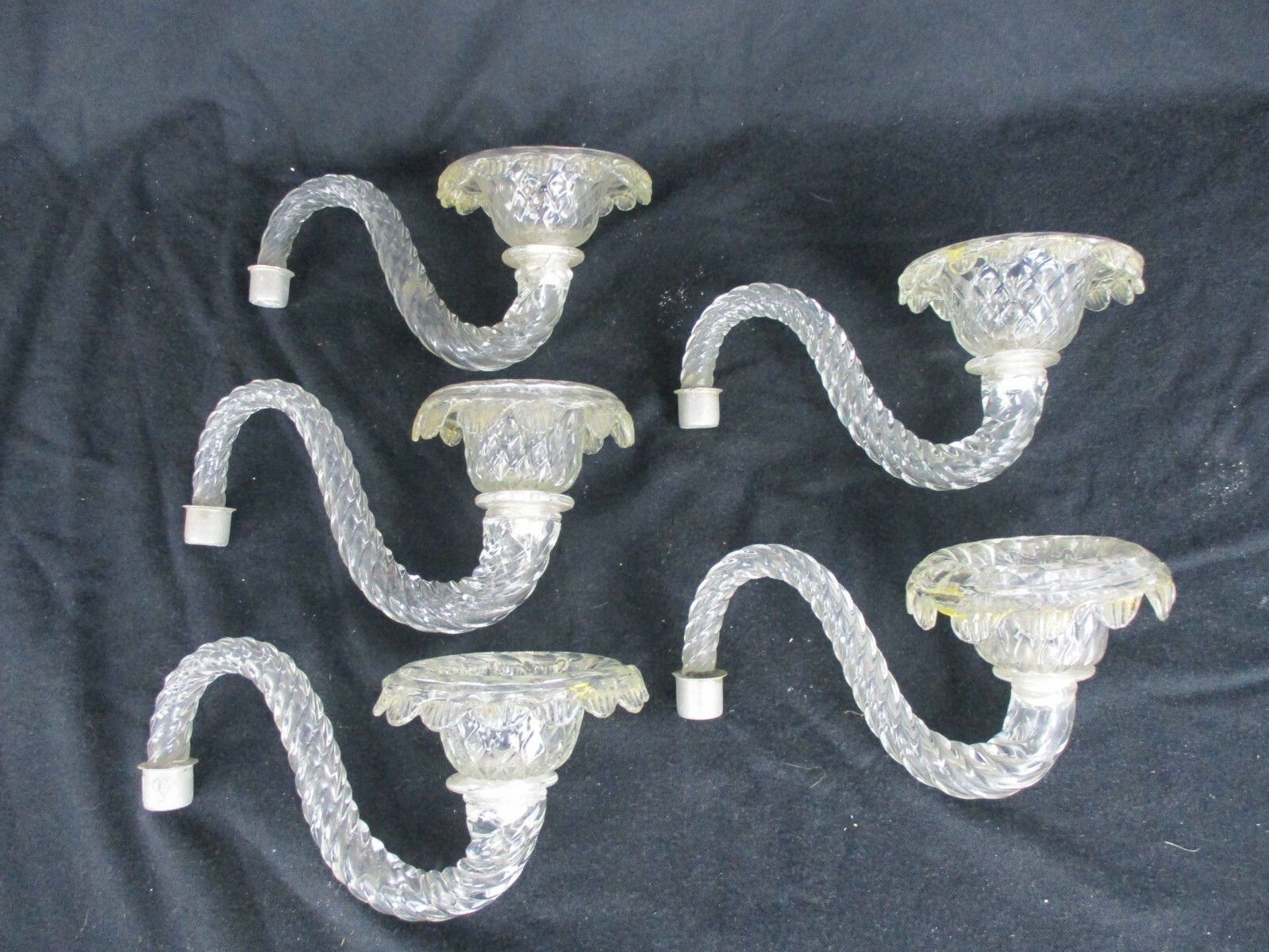 Venetian Murano Chandelier Part Clear Gold Arm Hand Blown Art Glass Reclaimed photo 71.0