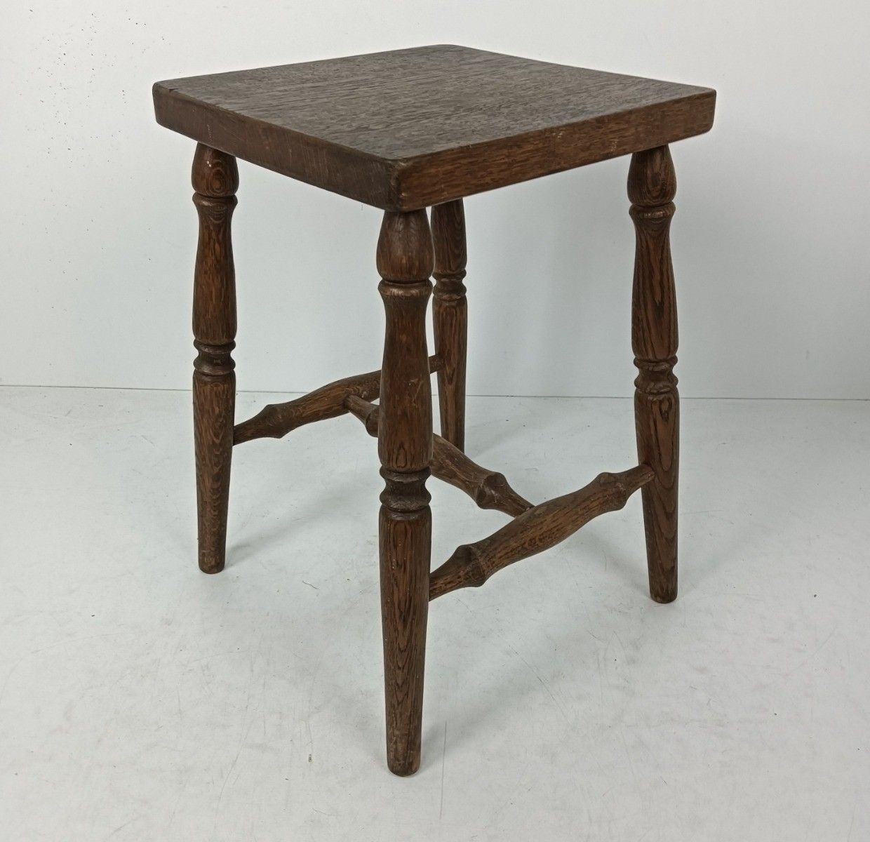 Vintage Stool Pedestal Plant Stand Side Occasional Table Vintage French Oak photo for sale