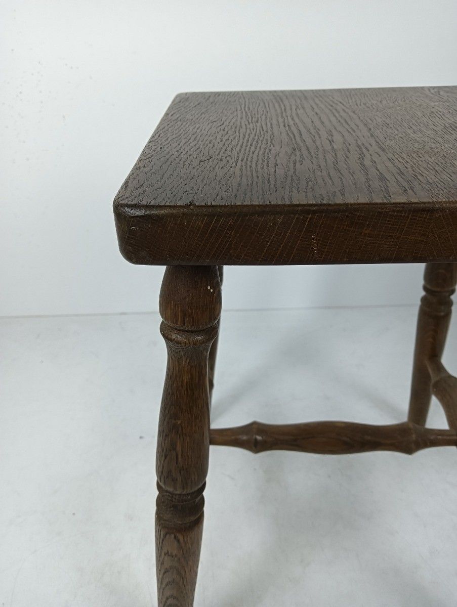 Vintage Stool Pedestal Plant Stand Side Occasional Table Vintage French Oak photo Furniture