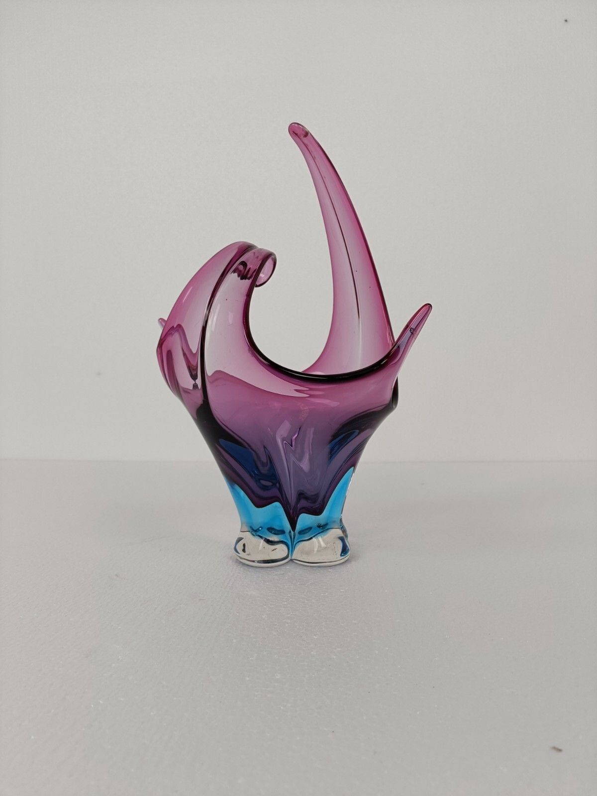 Italian Cranberry Blue Bowl Dish Centerpiece Murano Seguso Art Glass Stunning photo Home Decor
