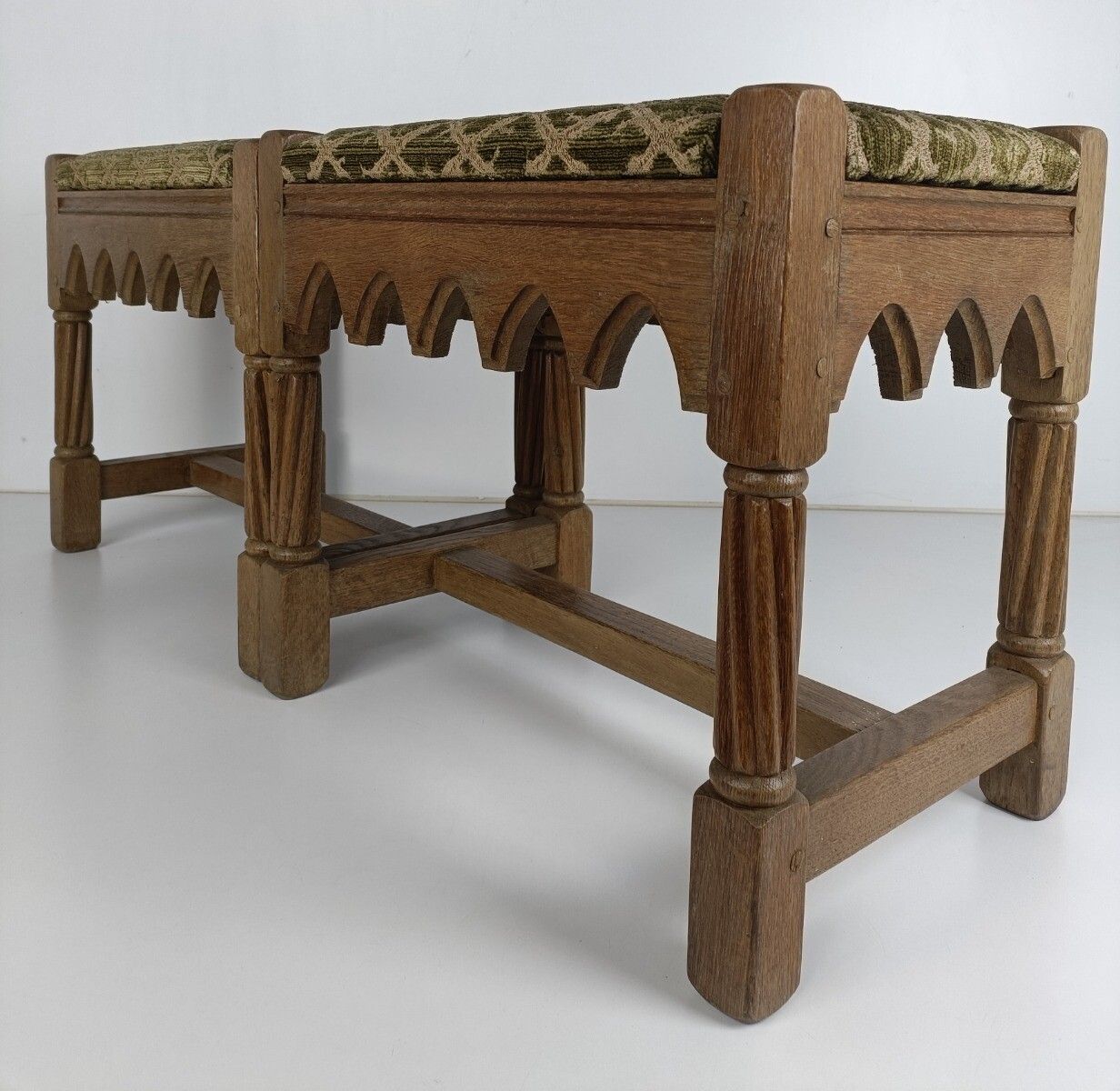Couple Of Gothic Church Footstool Foot Rests 19th Century Oak French photo buy