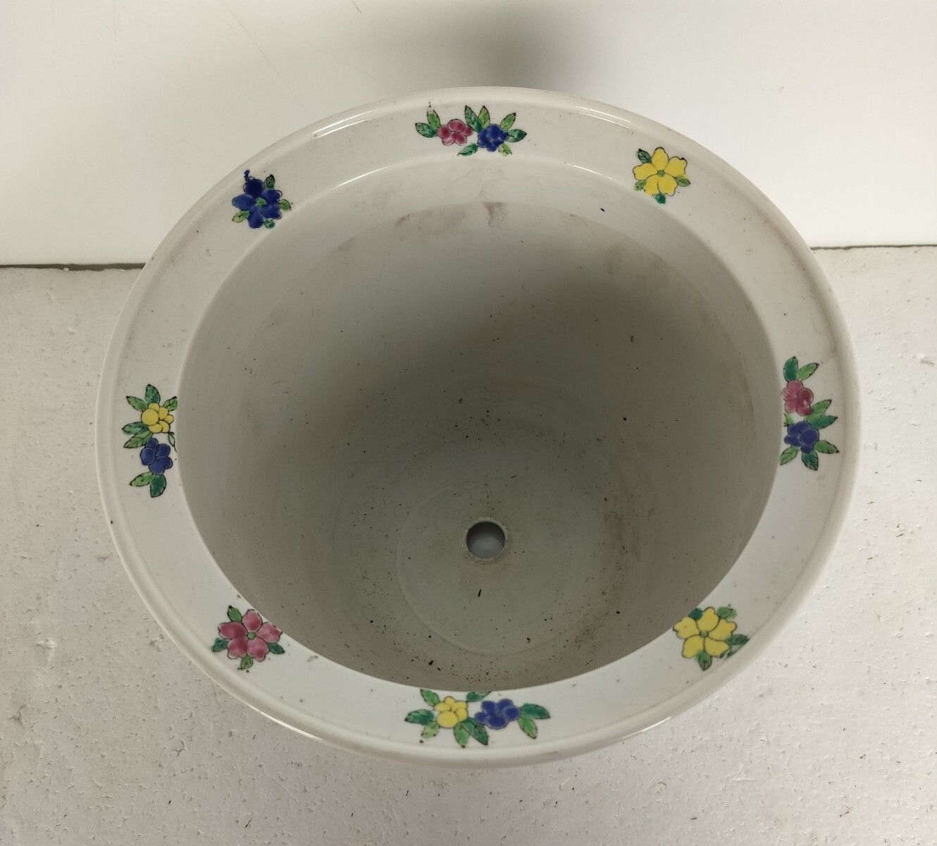 Chinese Porcelain Enamel Koi Fish Bowl Planter Vase Vintage Cachepot With Dish A photo vintage