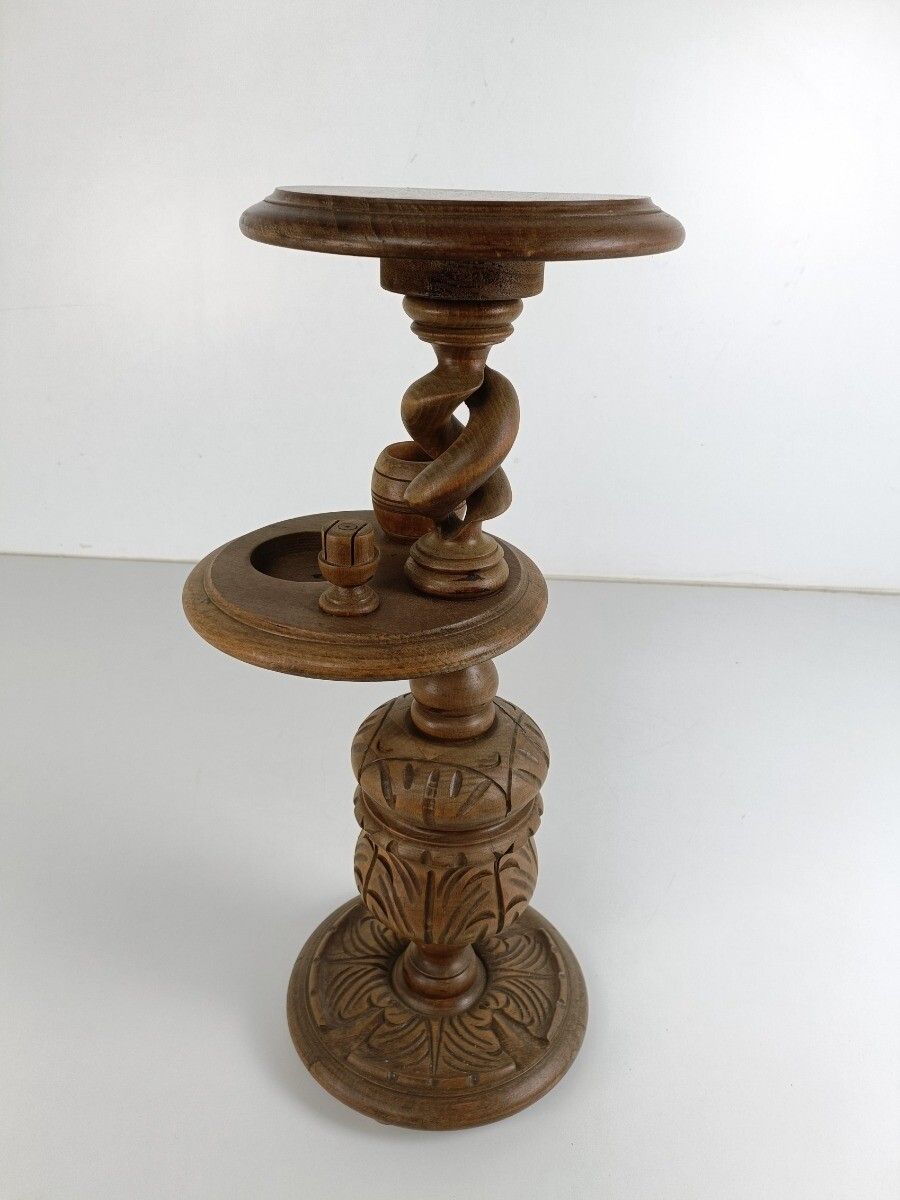 photo furniture Gorgeous Plant Stand Pedestal Side Table, Smokers Table, Open Barley Twist, Orna