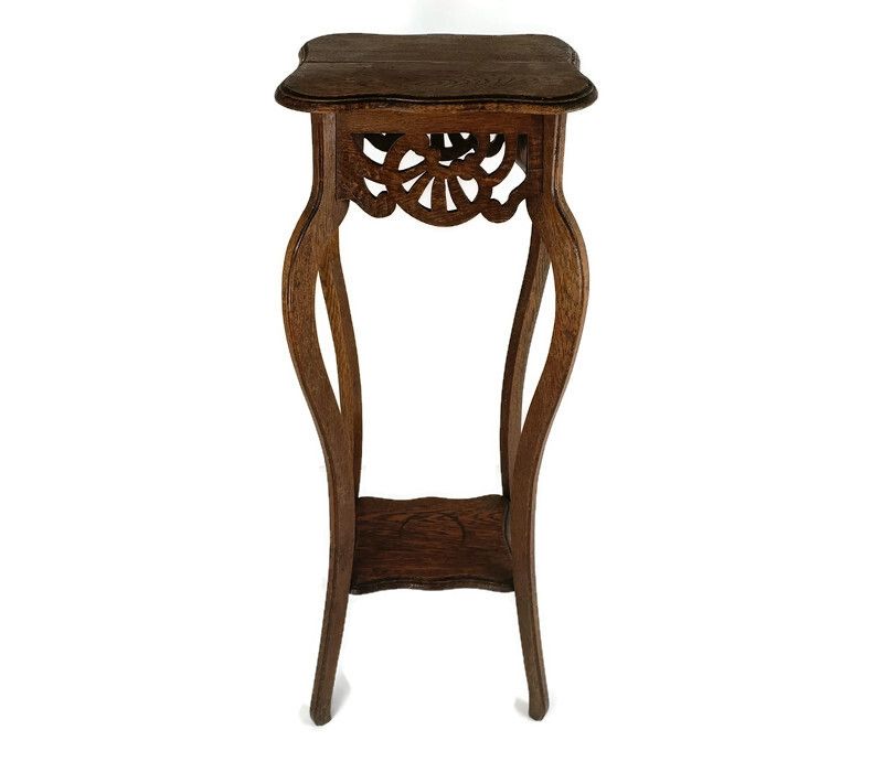 Art Nouveau Pedestal Table Plant Two Tier  Flower Stand Side Table Country Farmh
