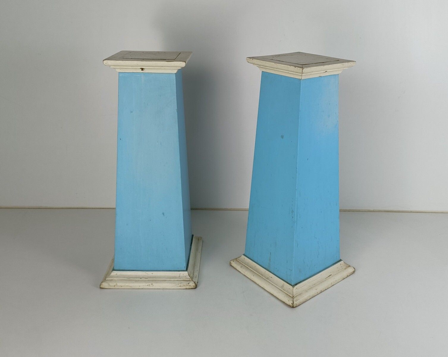 Couple Of Wooden Antique Pedestals Plant Stand Stands For Statues Painted  Babyb photo furniture