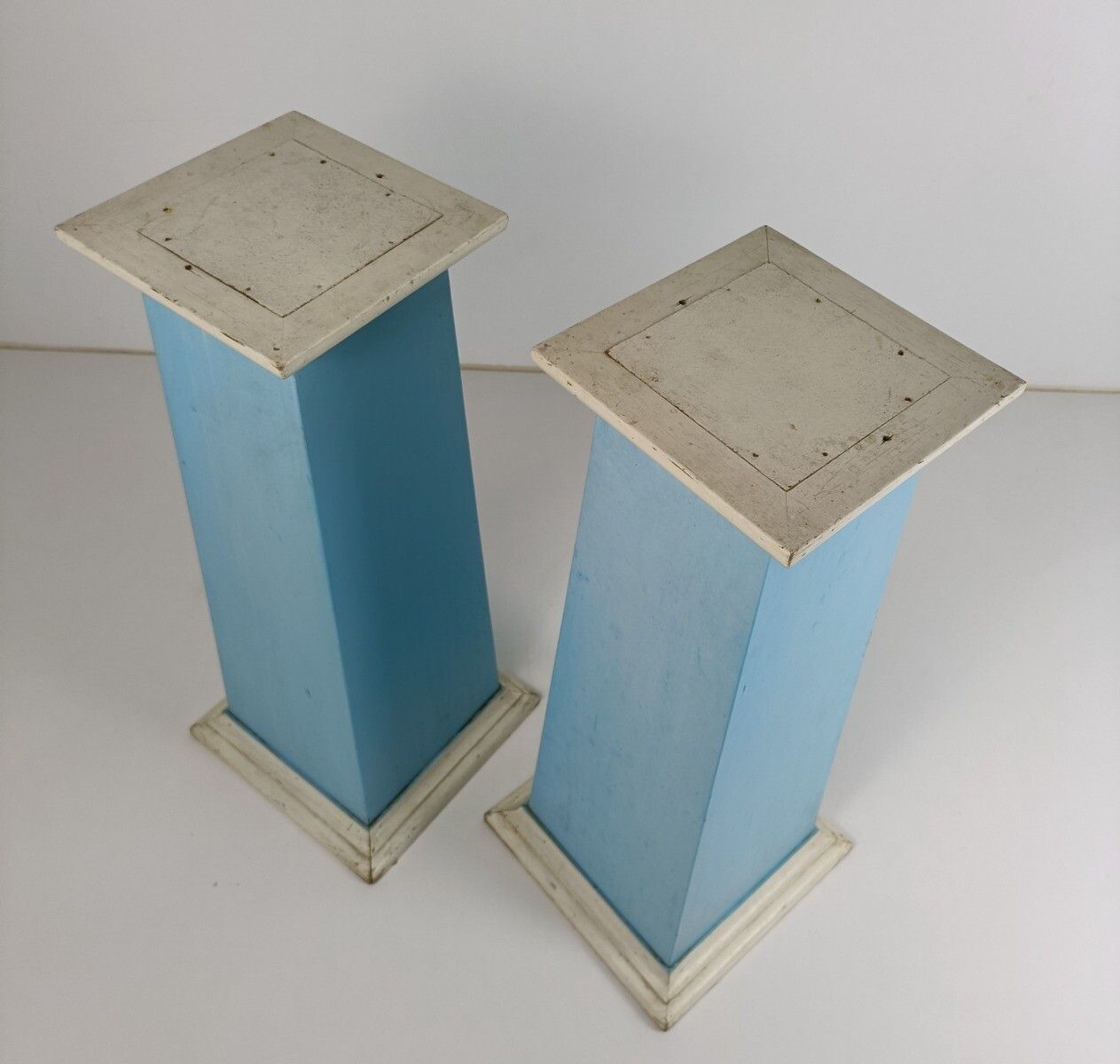 Couple Of Wooden Antique Pedestals Plant Stand Stands For Statues Painted  Babyb photo buy