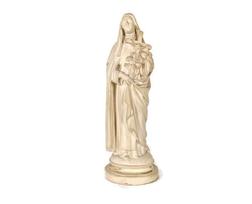 Statue Plaster St Therese Lisieux Little Flower Of Jesus White Vintage Christian
