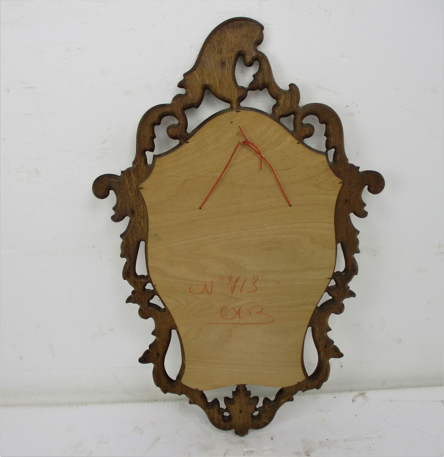 Large Beautiful Ornate Wooden Oak Wall Hanging Mirror Romantic Hollywood Regency photo vinterior