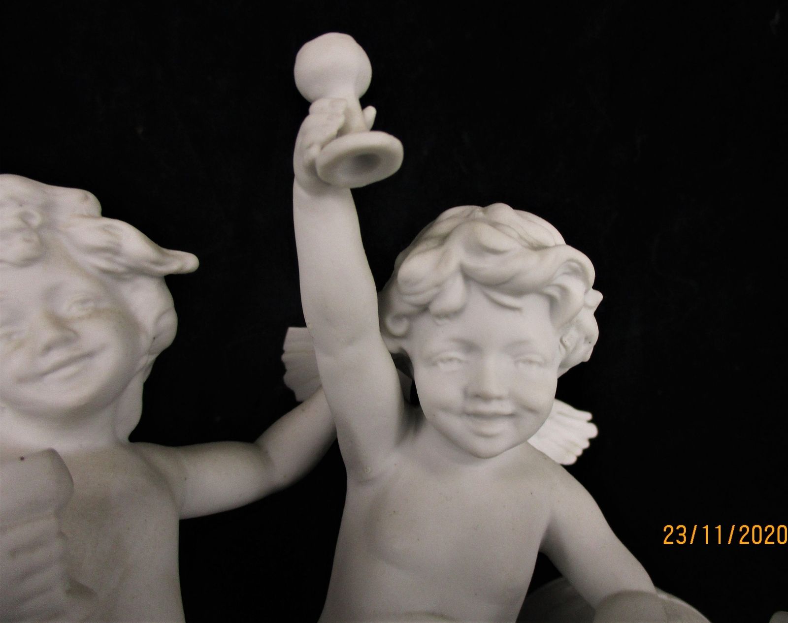 Angels Drinking Wine Celebration Porcelain Statue Figurine Marked Ddr Bisque Joy photo furniture