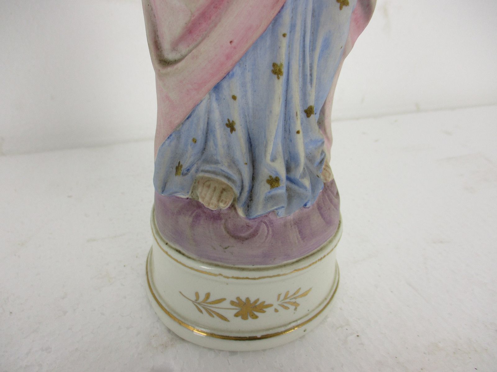 Vintage Statue Bisque Porcelain Jesus Christ Saviour Holy Sacred Heart Polychrom photo for sale