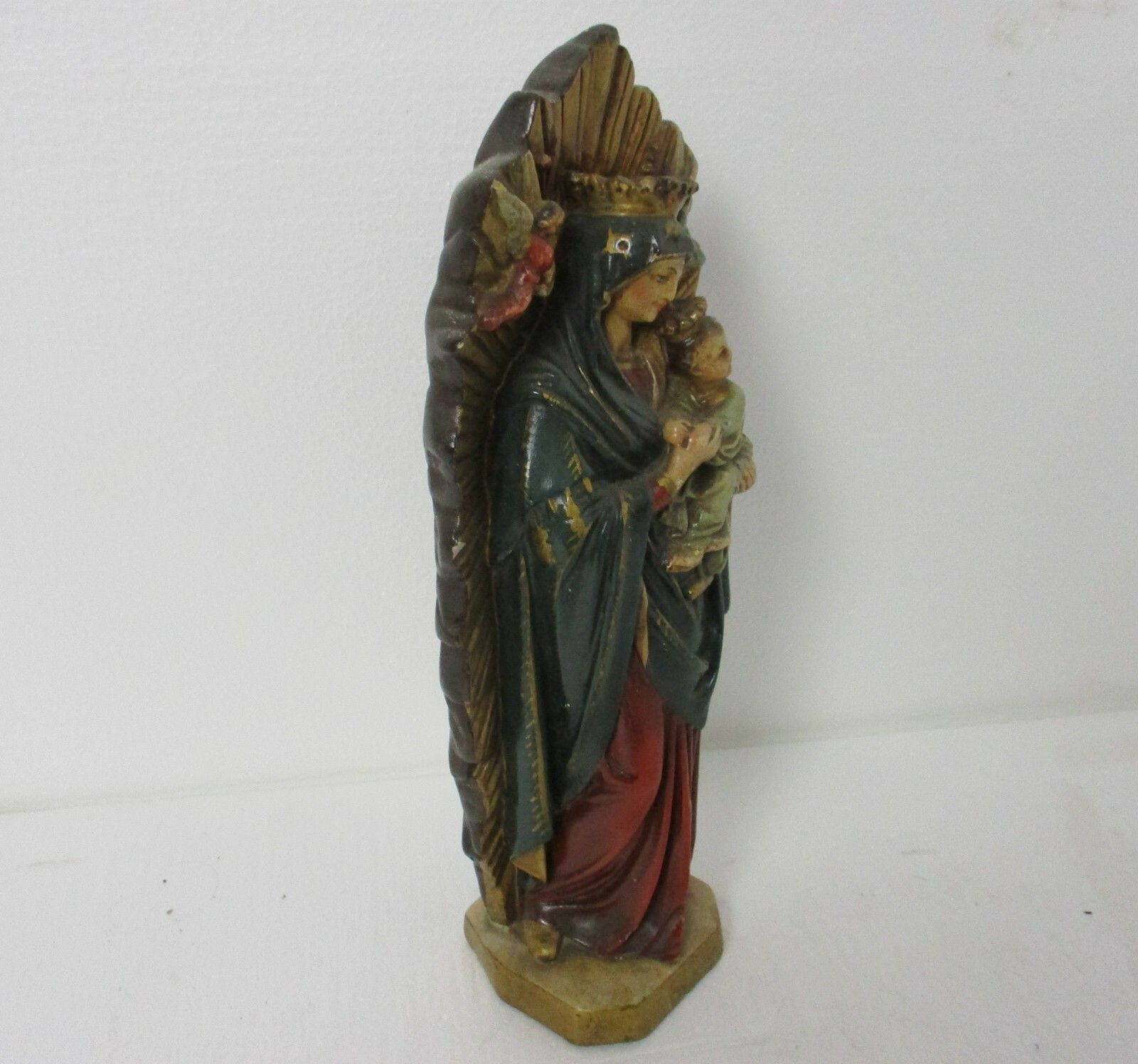 Statue Our Lady Of Perpetual Help Perpetuo Socorro Child Plaster Htf Polychrome photo for sale