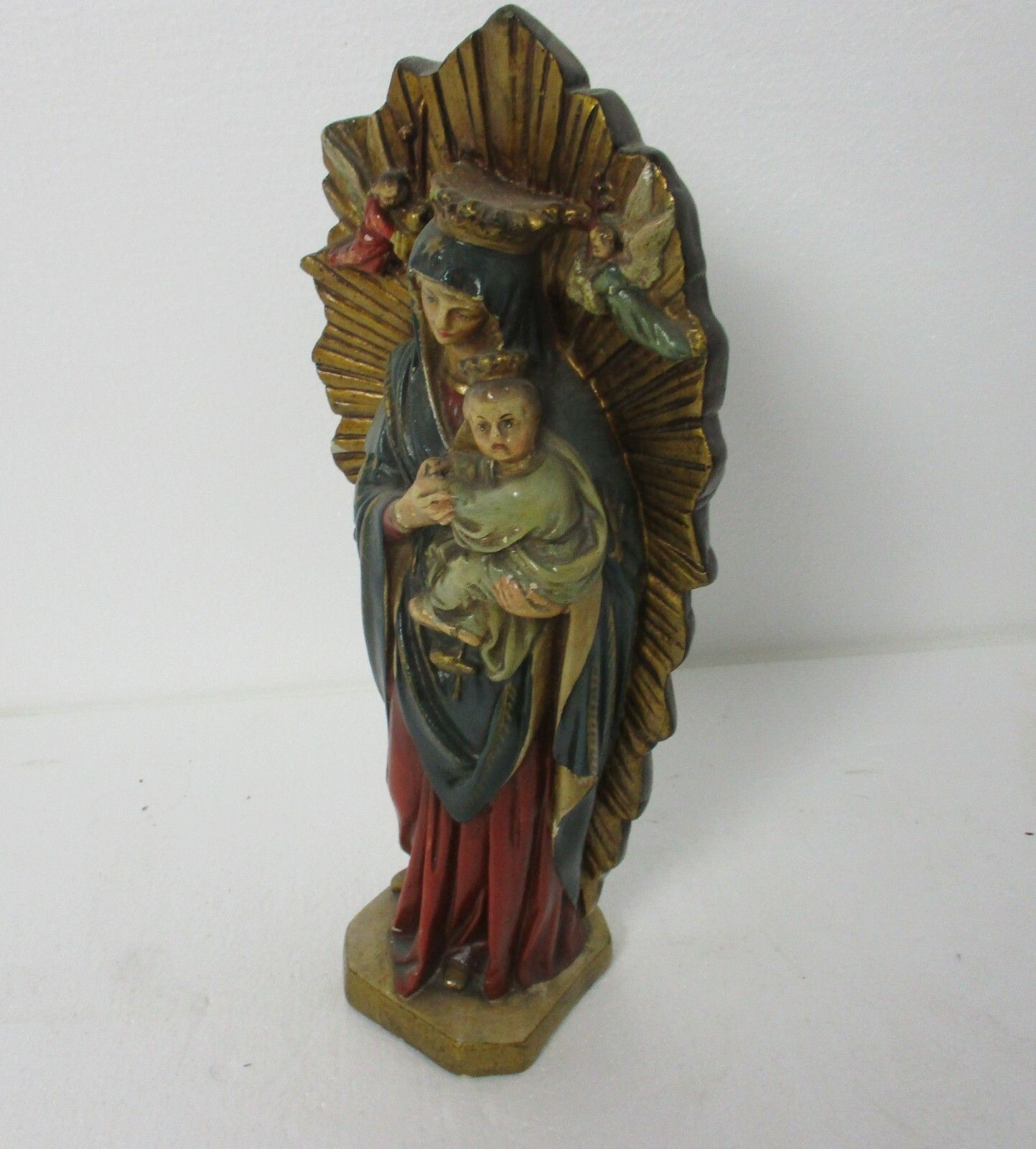 Statue Our Lady Of Perpetual Help Perpetuo Socorro Child Plaster Htf Polychrome photo Art