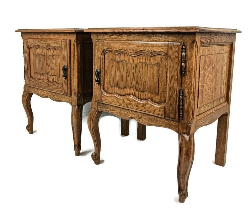 Pair Of Nightstands End Tables Cabinets Louis XV Style Bedroom Cabinets Wood Cou