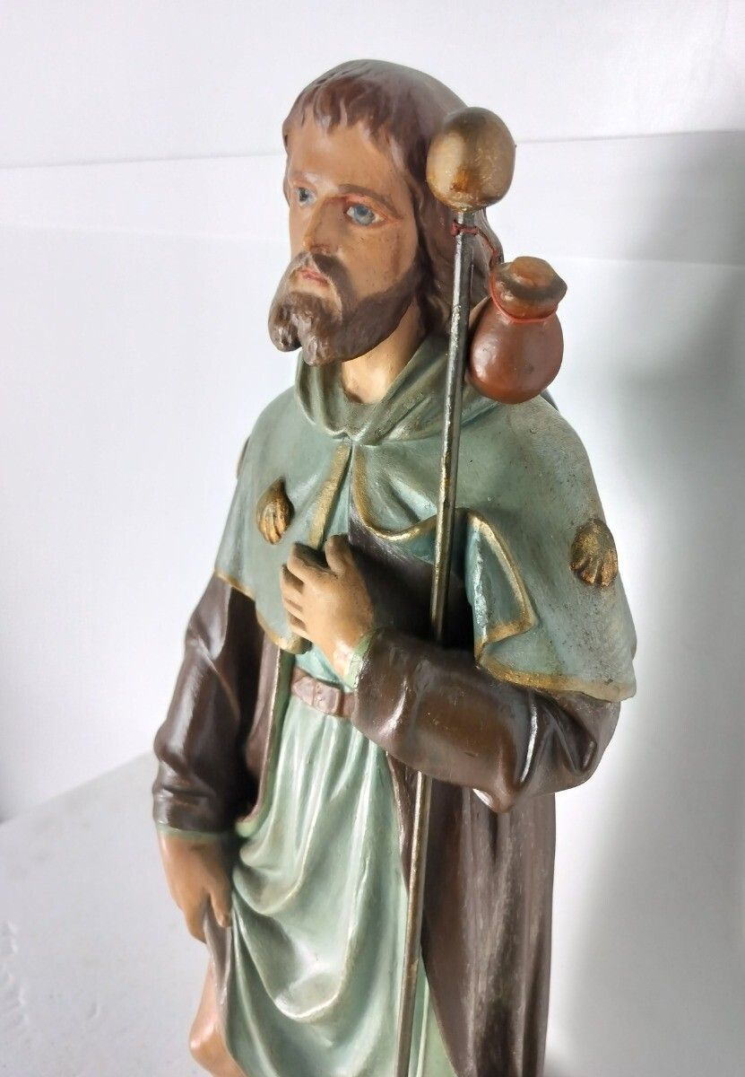 photo furniture Large Statue Saint Roch Rocchus Rocco Plaster Patron Of Dogs Bachelors Collector