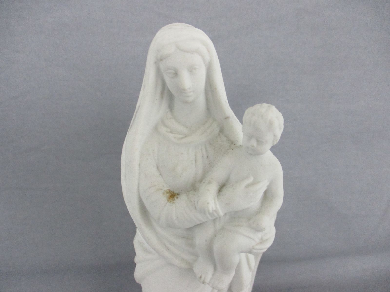 Antique Bisque Porcelain Statue Virgin Our Lady Mary Madonna With Infant Jesus G photo furniture