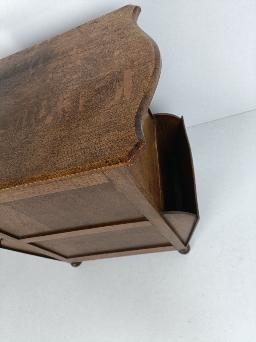 Antique Rare Art Deco Cabinet Desk Table Carved Wood Very Special Barn Farmhouse photo vintage