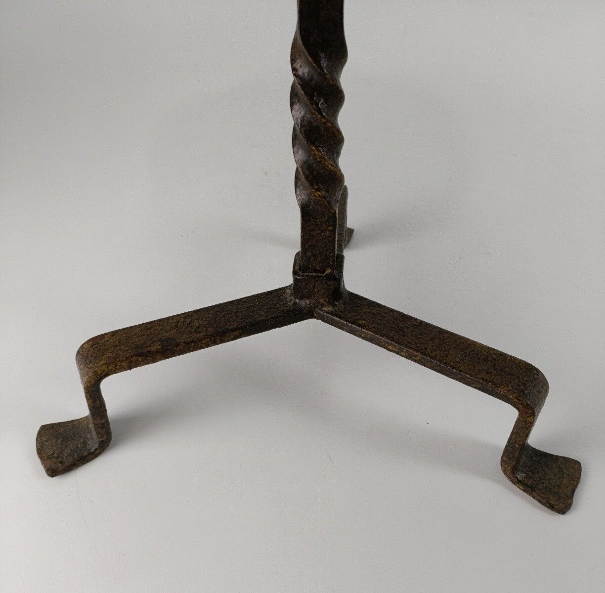 Milking Stool Thick Wood Wrought Iron Steampunk Funky Pedestal Plant Stand Franc photo 283.0