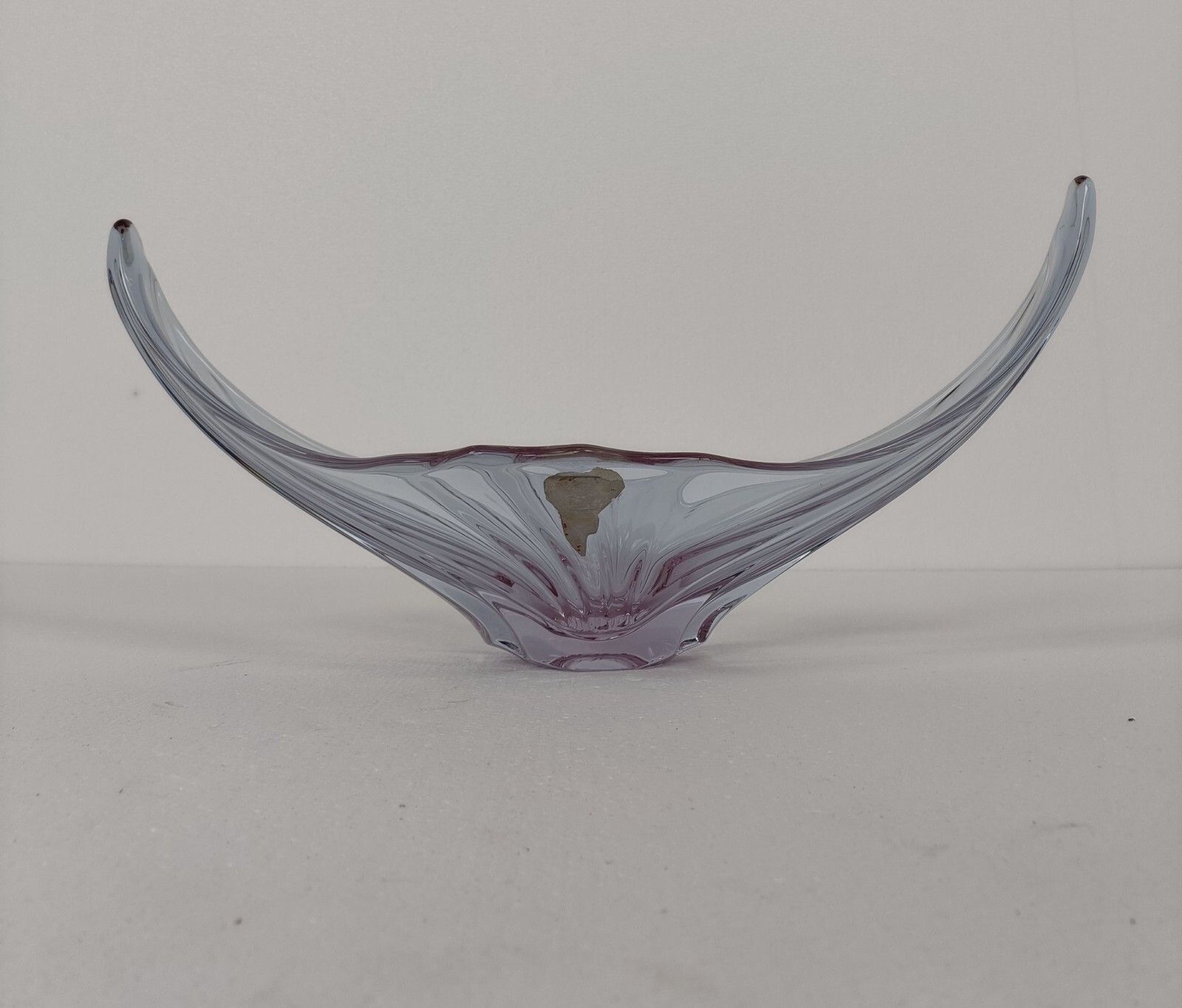 photo for sale Val St Lambert Clear Light Purple Bowl Dish Centerpiece Art Glass Belgium Marked