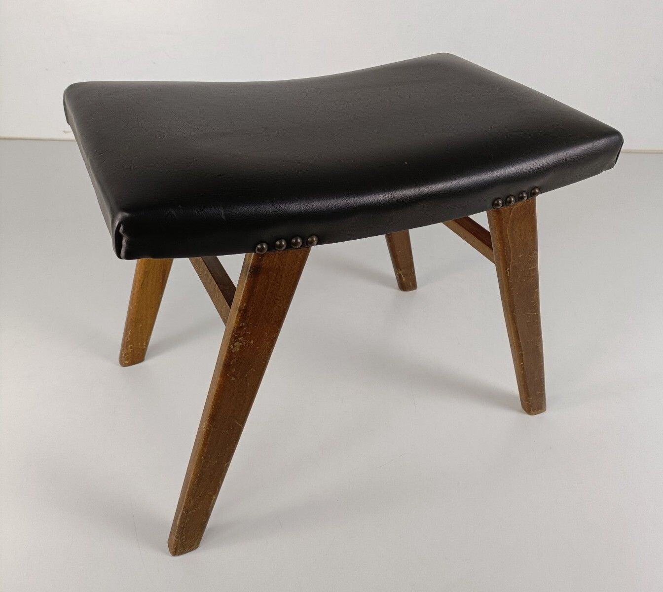 Vintage Footstool Ottoman Foot Rest Bench Poof Mid Century Modern Retro Funky photo for sale