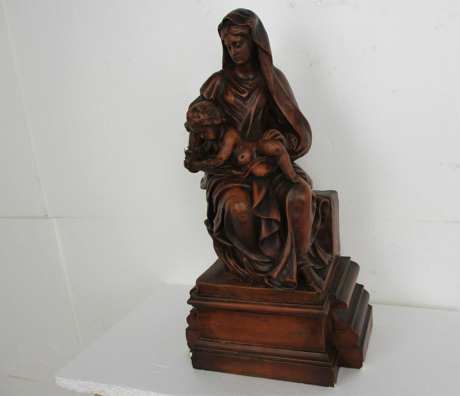Church Statue Sitting Our Lady Virgin Mary Infant  Sedes Sapientiae Plaster photo Art