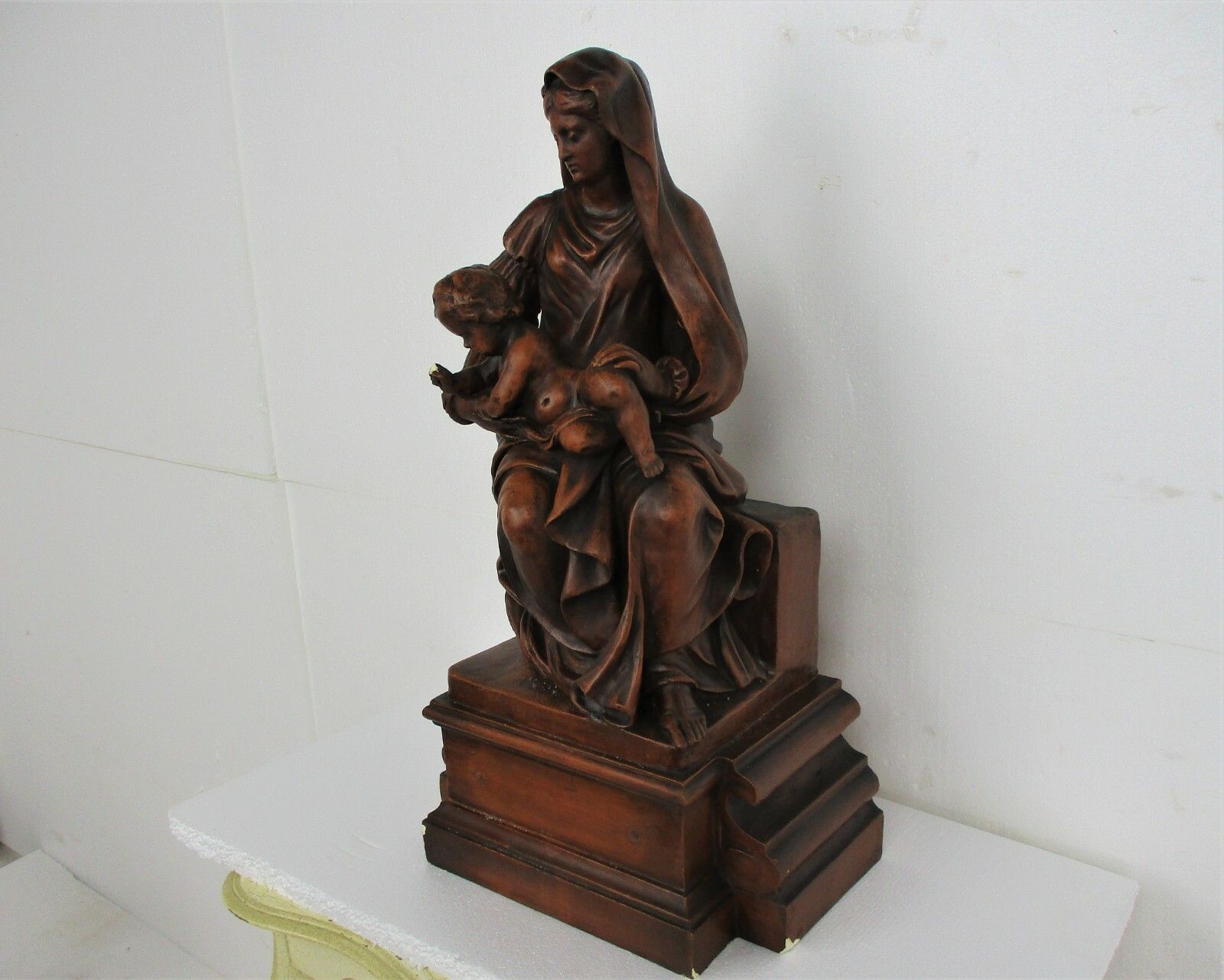 Church Statue Sitting Our Lady Virgin Mary Infant  Sedes Sapientiae Plaster photo 556.0