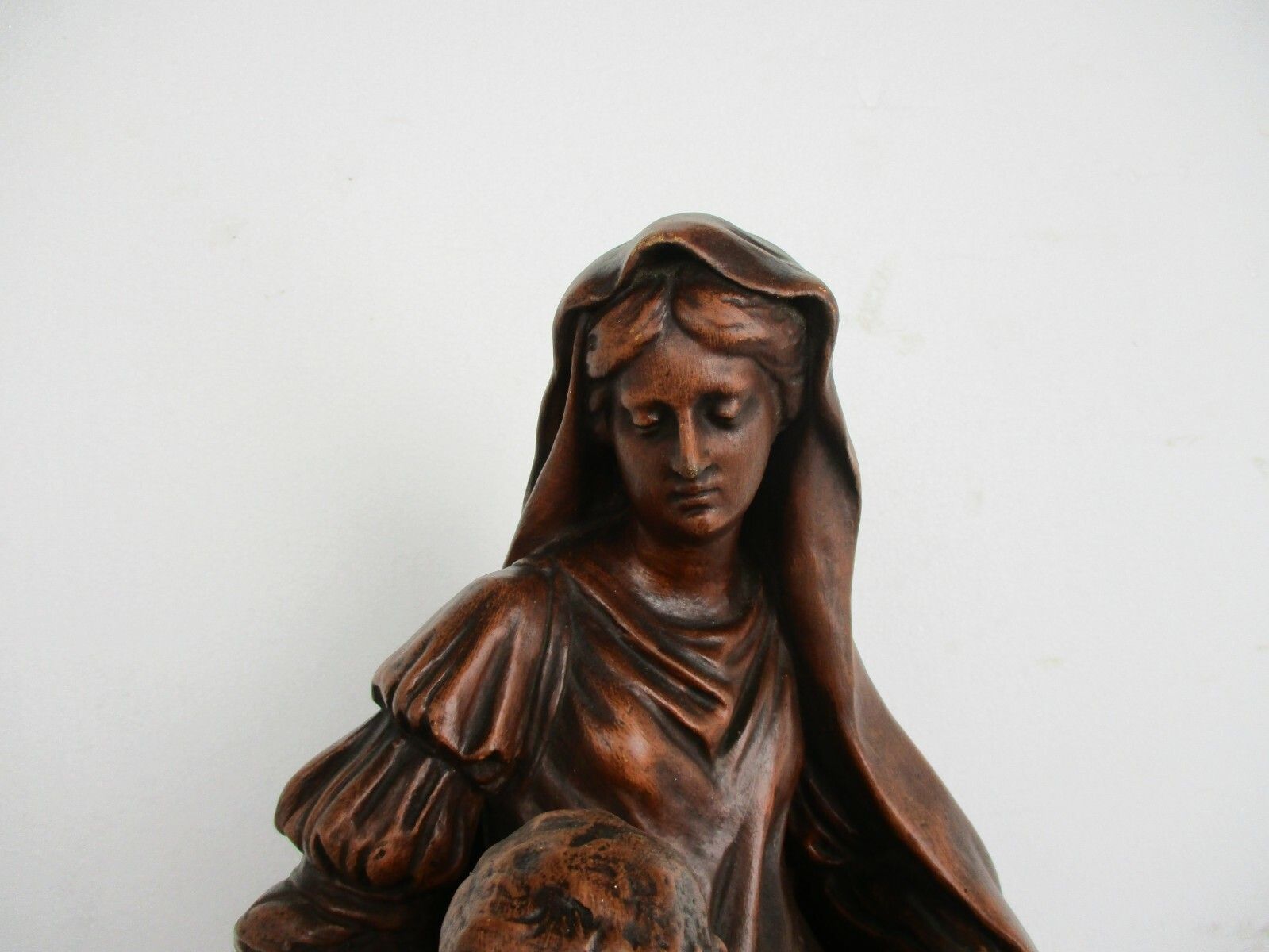 Church Statue Sitting Our Lady Virgin Mary Infant  Sedes Sapientiae Plaster photo vinterior