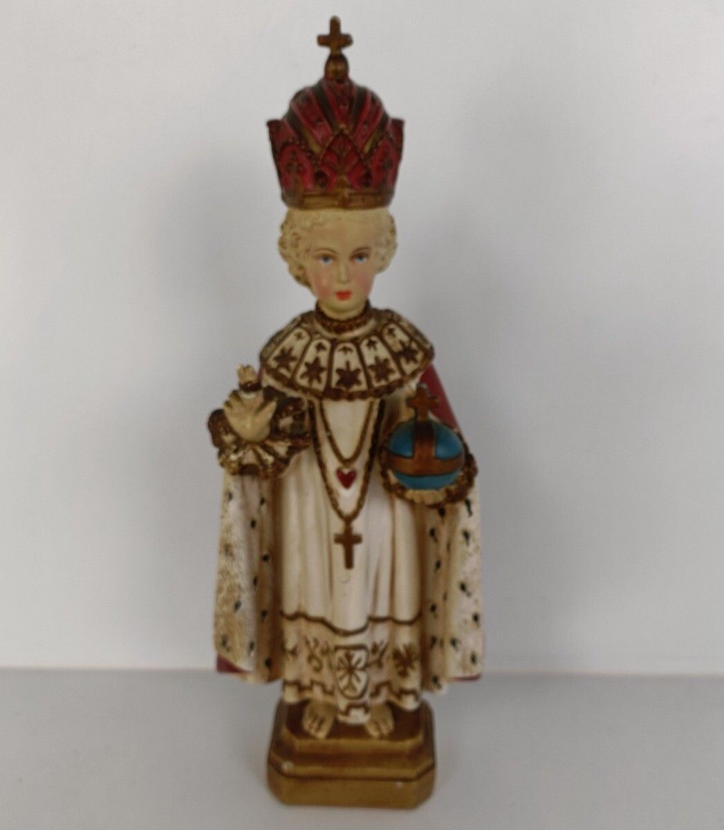 Statue Infant Of Prague Infant Jesus Santo Nino Plaster Collector 30s  Beautiful photo for sale