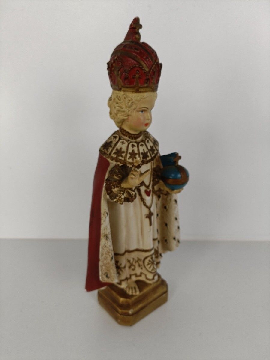 Statue Infant Of Prague Infant Jesus Santo Nino Plaster Collector 30s  Beautiful photo vintage