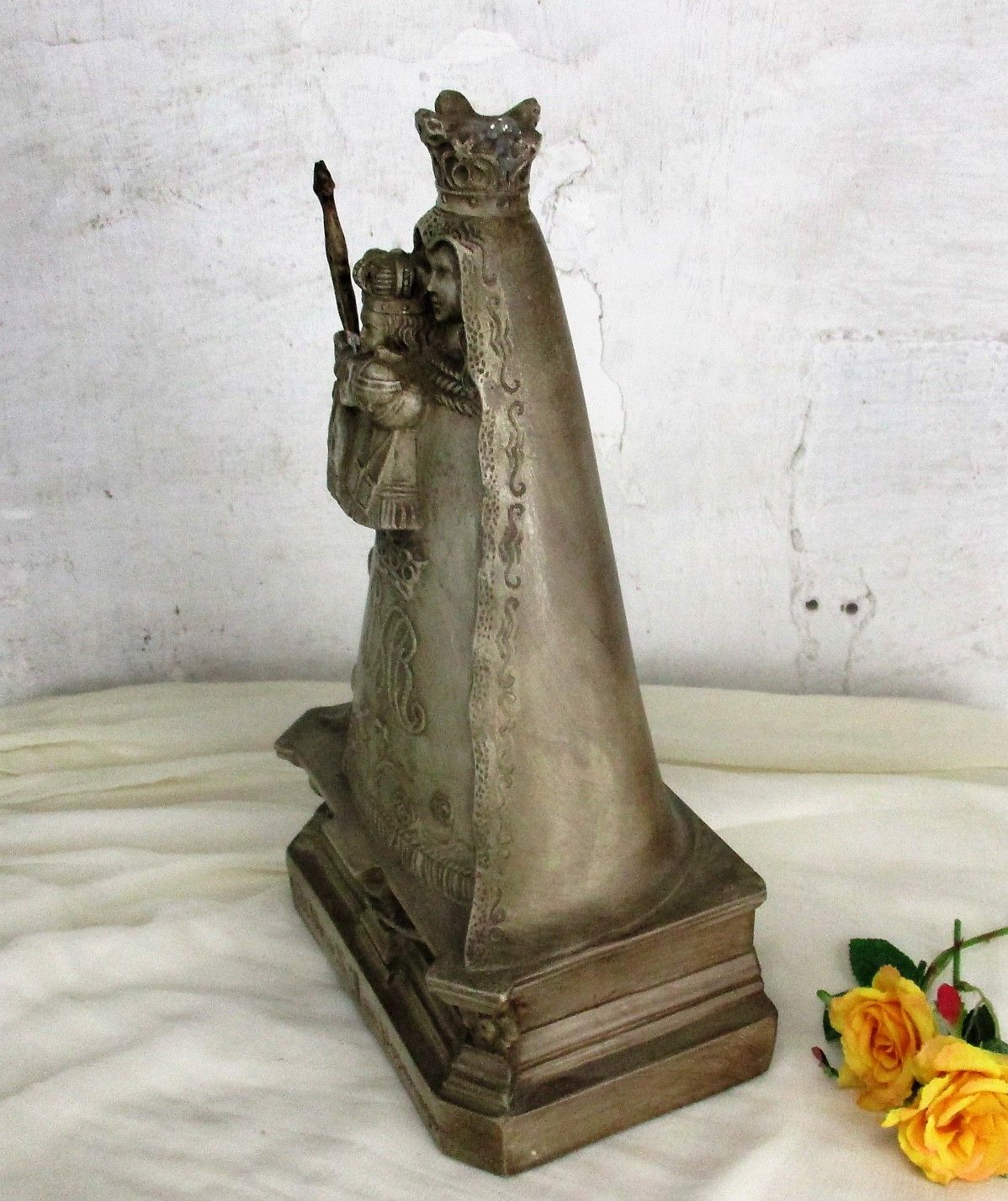 Statue Our Lady Of Poperinge Saint Jan Infant Child Plaster Collector  Htf 14.5" photo buy