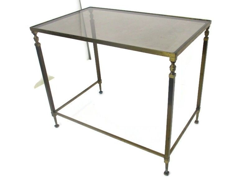 Vintage Modernist  Side Coffee Occasional Table Smoked Glass Top Brass