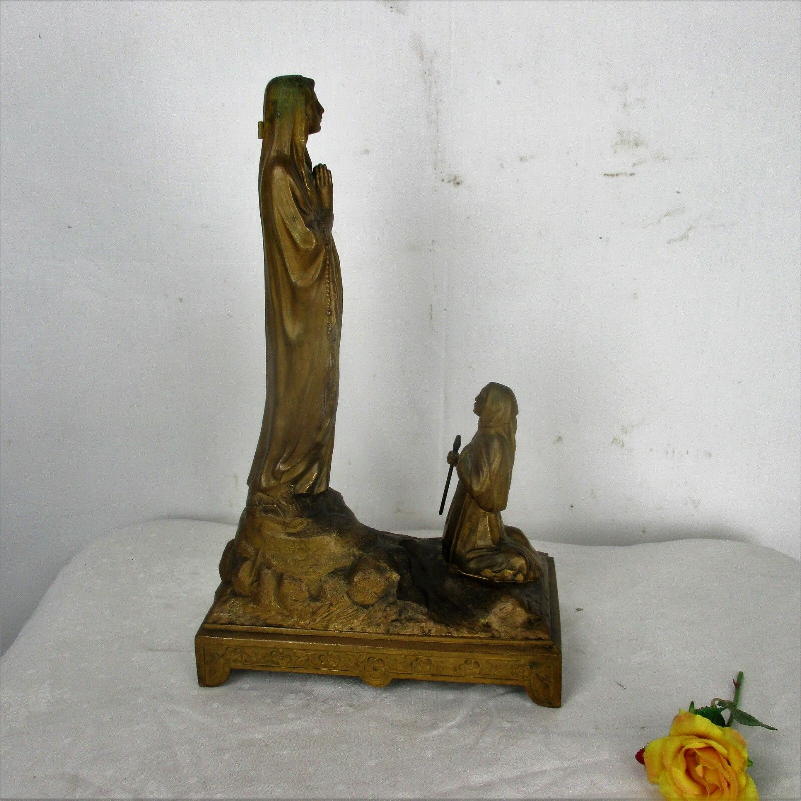 Large Art Nouveau Notre Dame De  Lourdes Music Box Virgin Mary St Bernadette photo buy