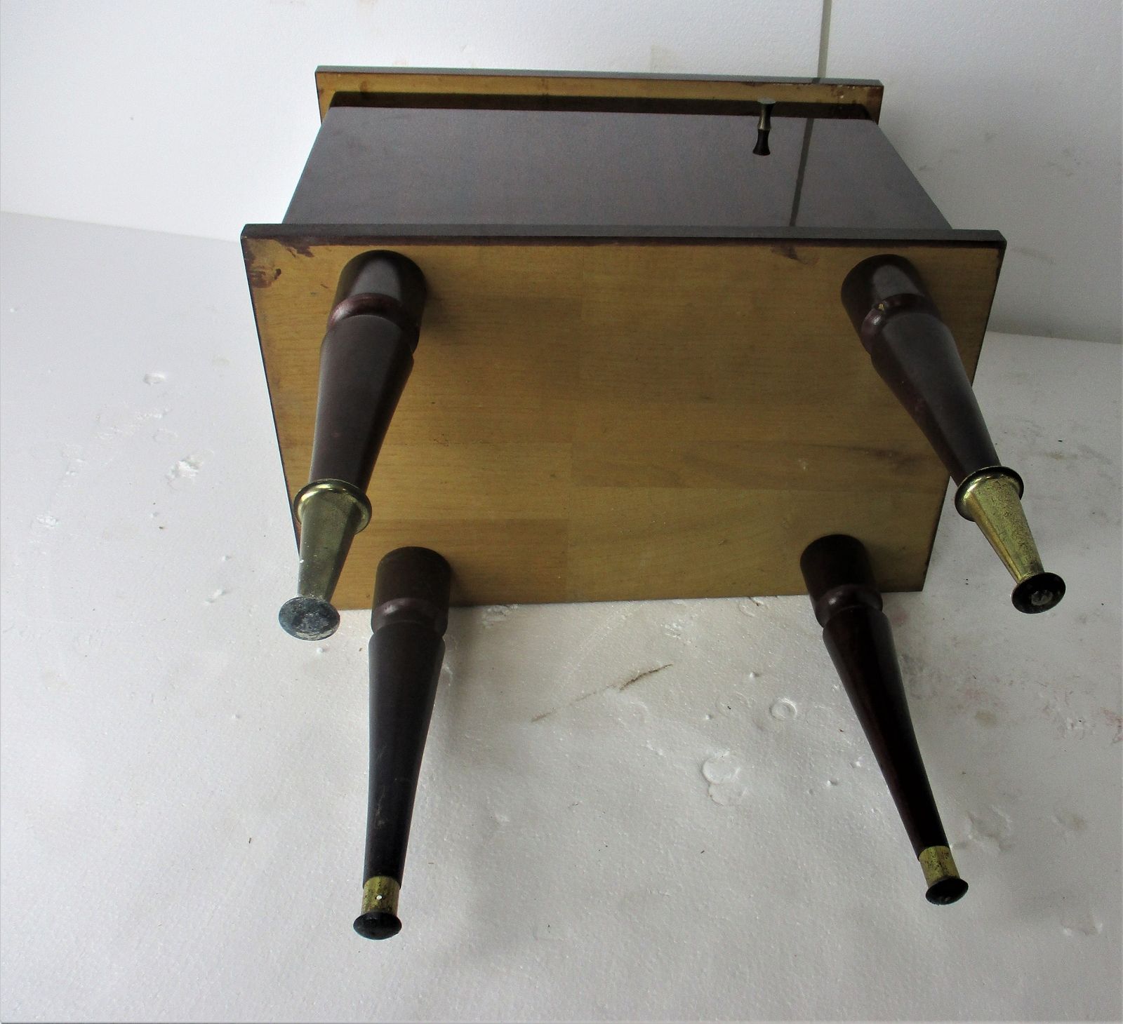 photo for sale Vintage Funky Lacquered  Nightstand Wood Mid Century Modern Style End Table Comm