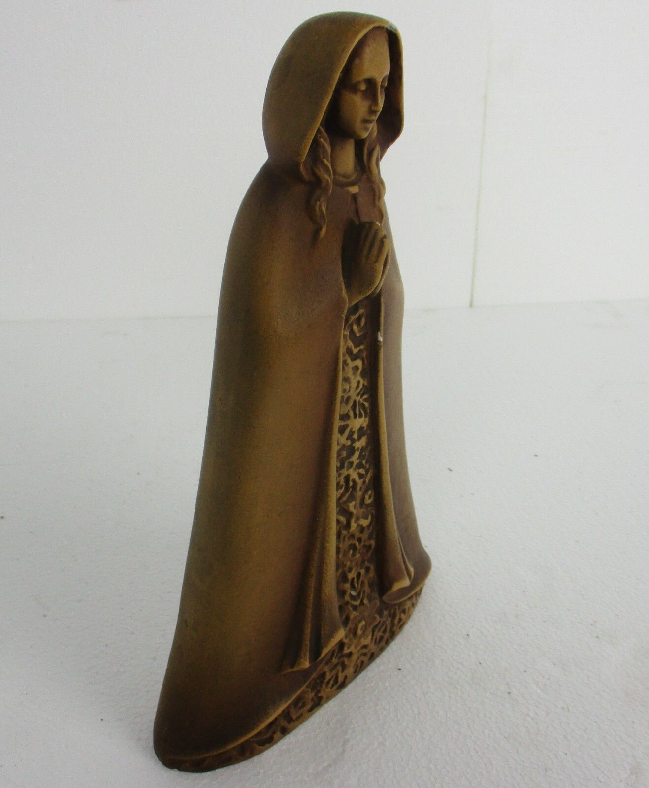 Art Deco Our Lady Madonna  Statue Plaster Virgin Mary Infant Htf Signed photo for sale