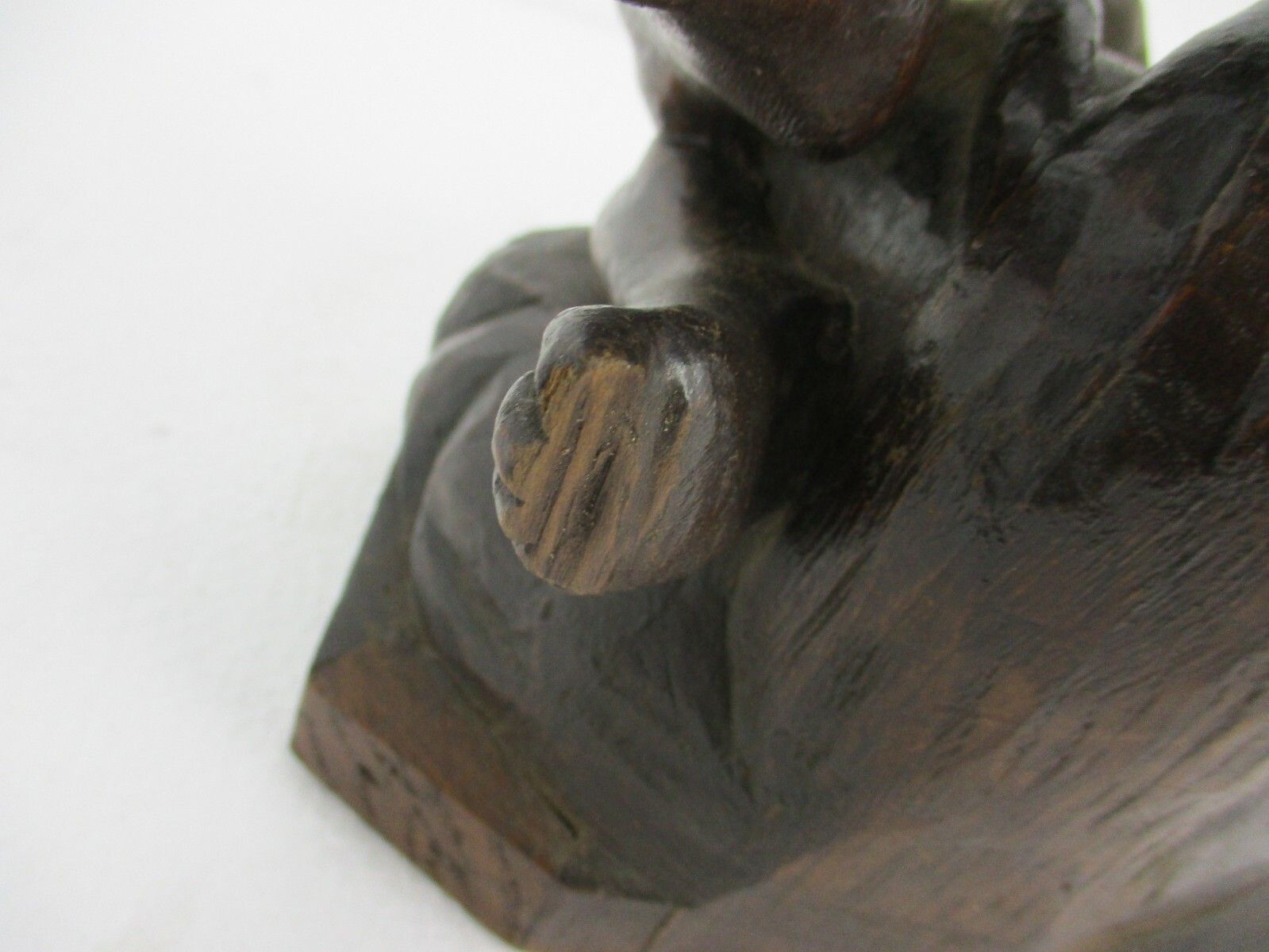 Statue  Archangel Guardian Michael Slaying The Dragon Antique Hand Carved Wood photo vintage