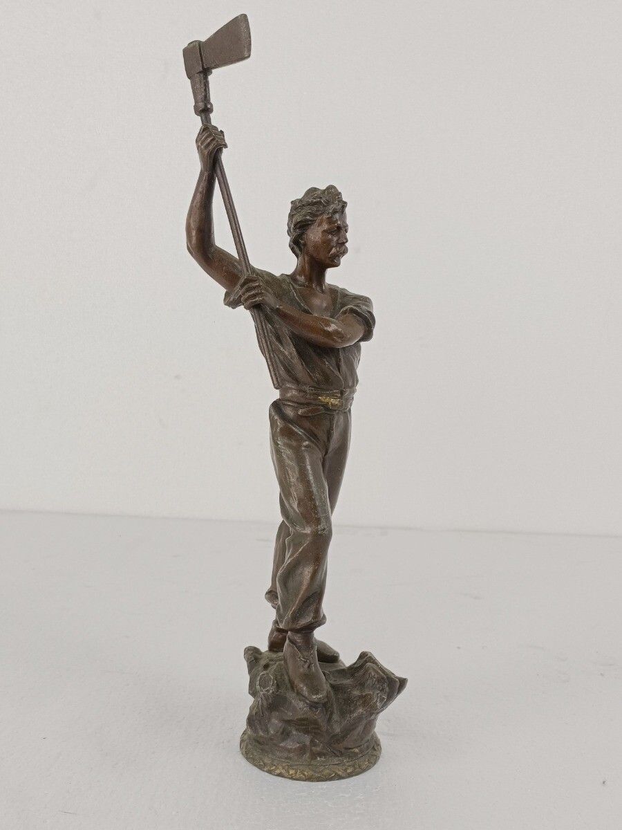 Sculpture Statue Spelter  Lumberjack French Art Deco Figurine photo furniture