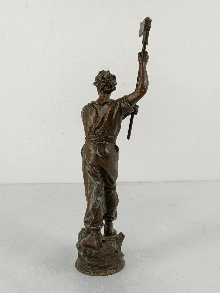 Sculpture Statue Spelter  Lumberjack French Art Deco Figurine photo Art