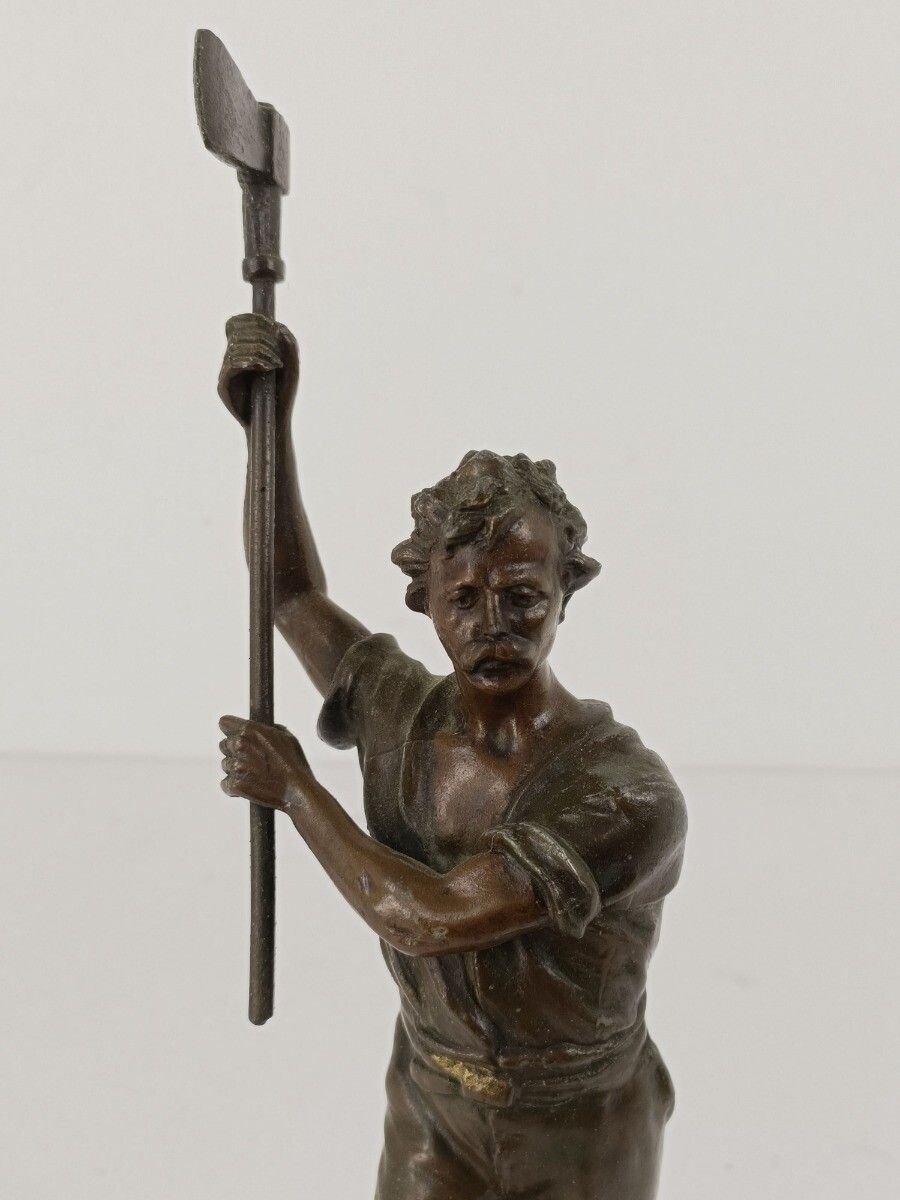 Sculpture Statue Spelter  Lumberjack French Art Deco Figurine photo buy