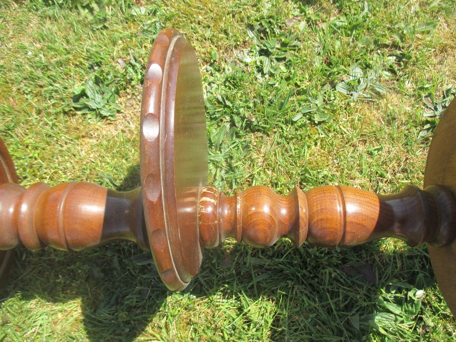 3 Tier Pedestal Table Plant Stand Carved Twisted Wood Beautiful 35.03" photo vintage
