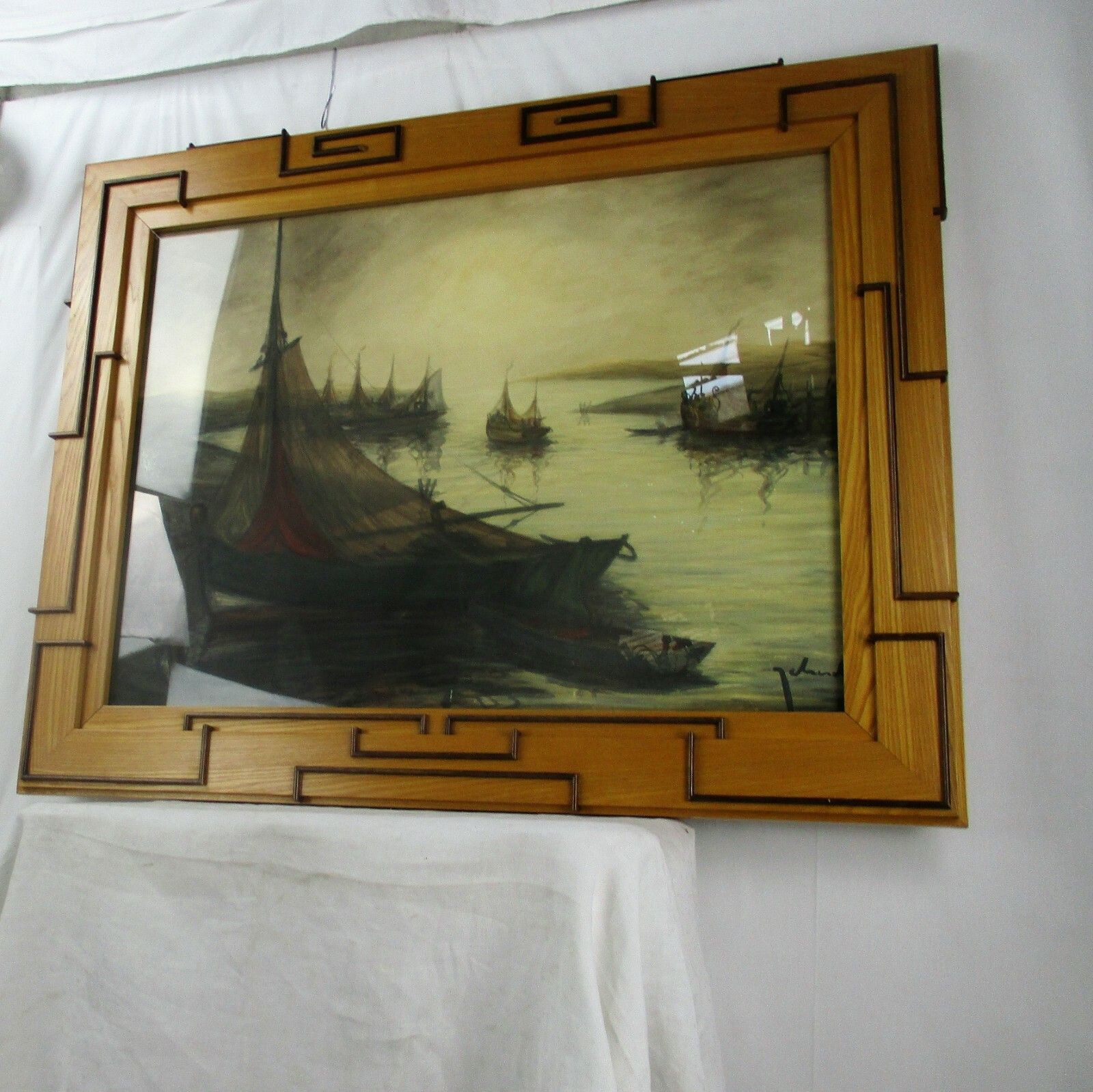 Xl Aquarel Signed Jos Idserda  Sailing Marine  Ornate Decorative Frame  Wood Wow photo furniture