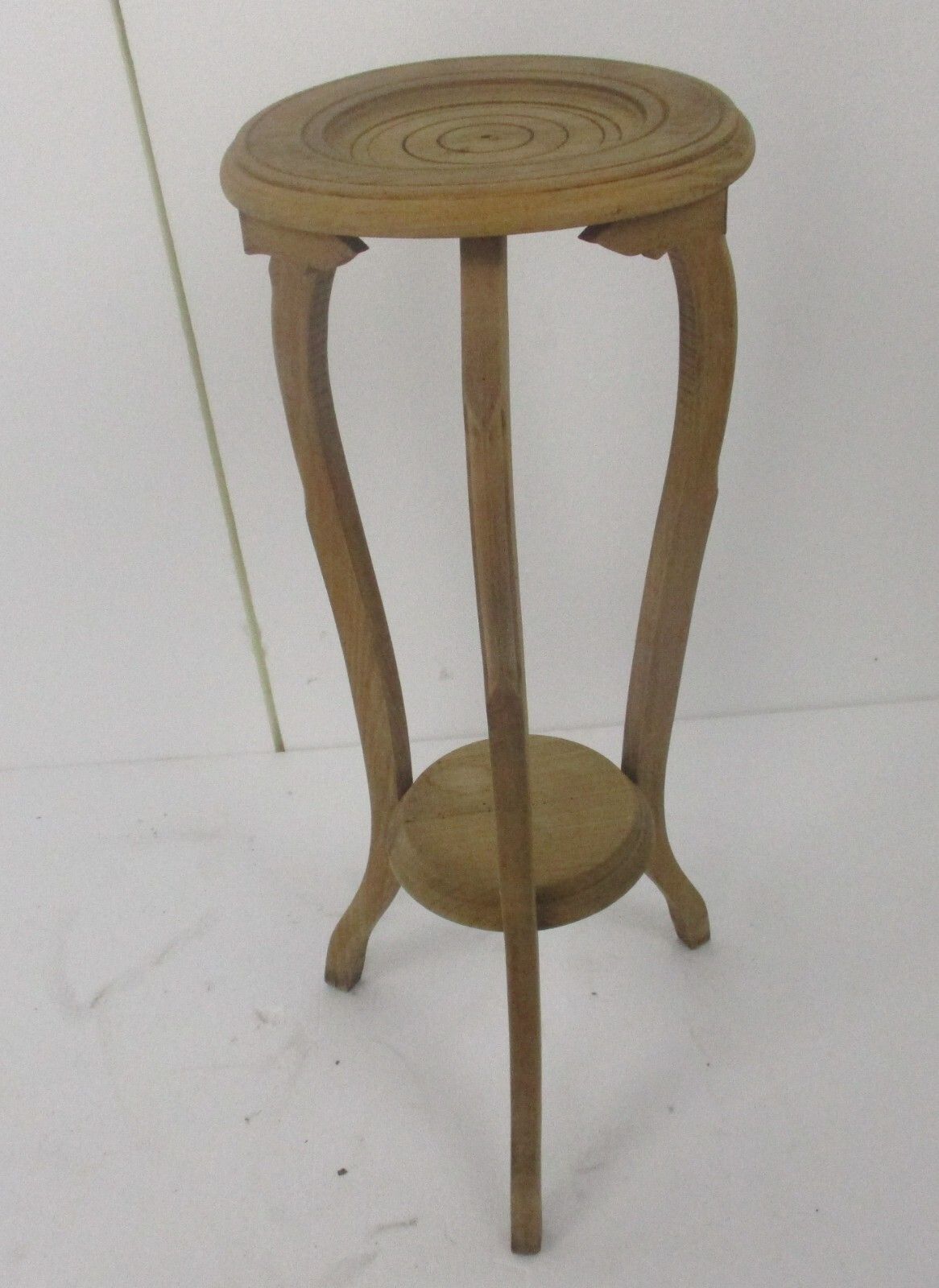 Sand Blasted Wooden Ornate  Side Display Table Pedestal Plant Stand Two Tier photo buy